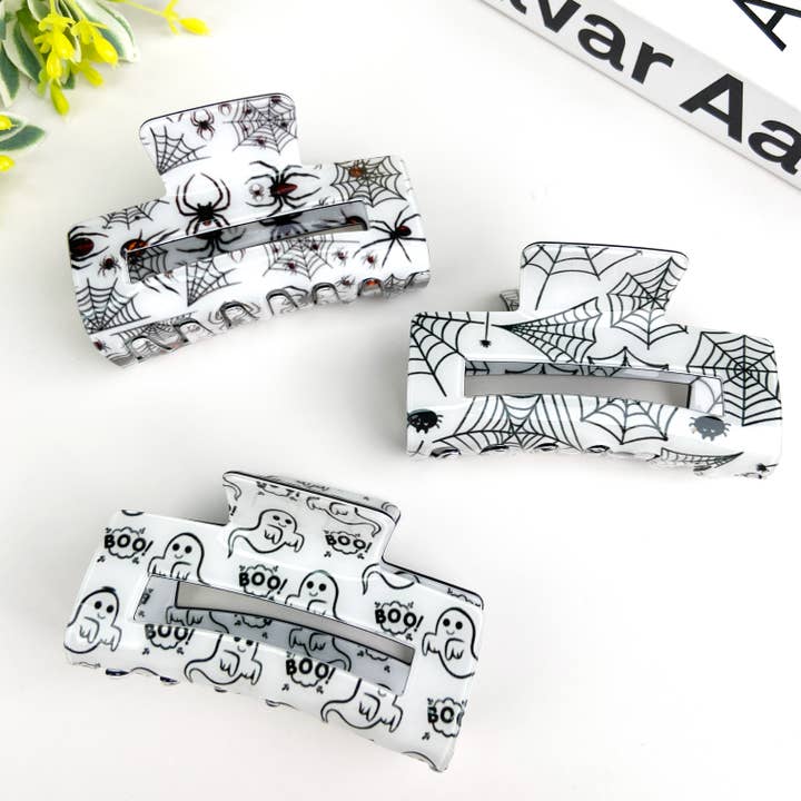 TheDivaSoap - Venta al por mayor Horquilla para el pelo - Mujer - Pinza rectangular para Halloween con forma de calavera de fantasma10