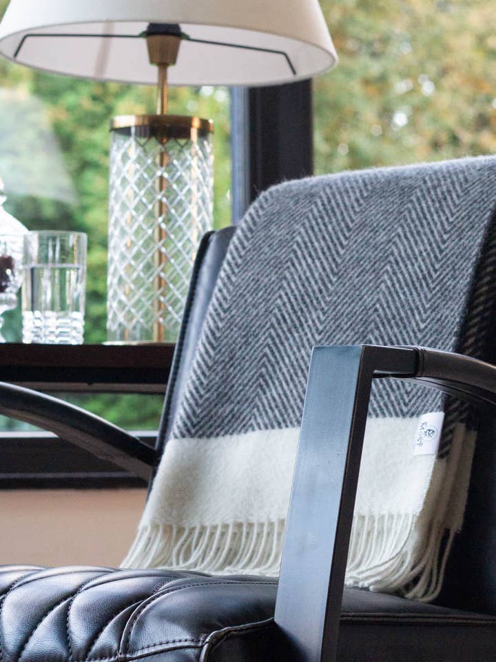 Wool Throw Blanket FLORENCE - gray for wholesale by MoST