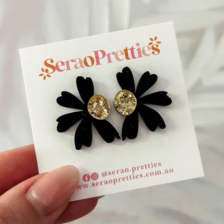 Black Eleanor Studs for wholesale by Serao Pretties
