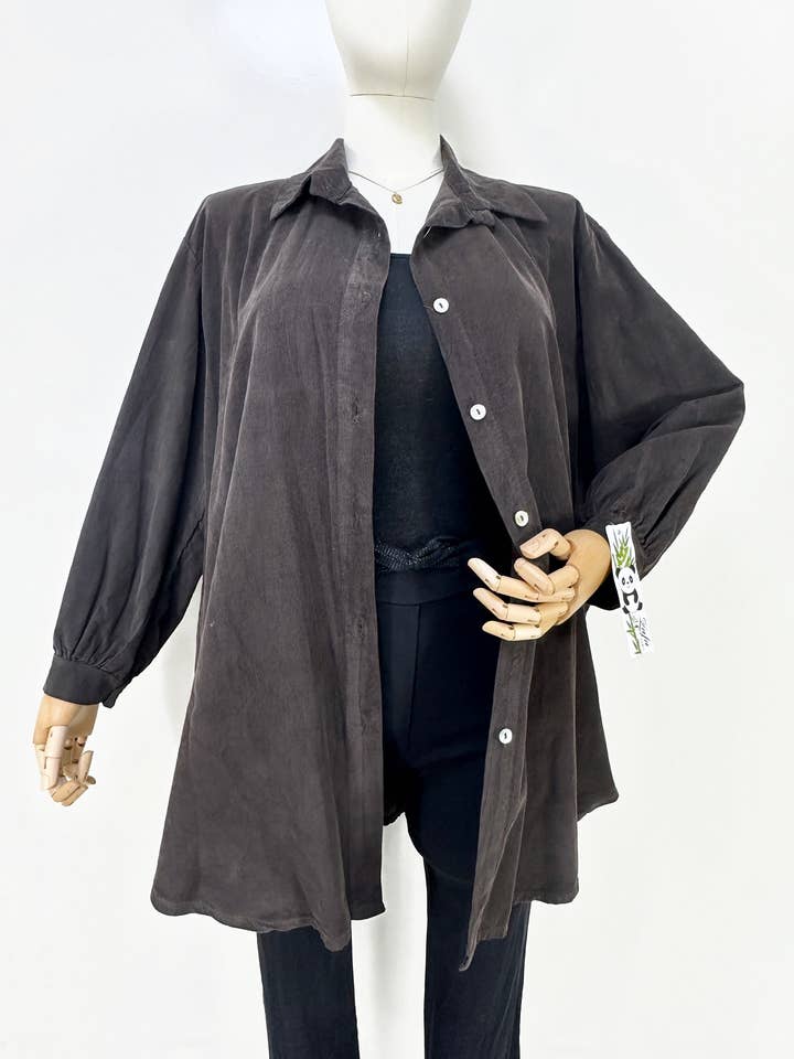 65F49H51-Oversized long shirt, corduroy material for wholesale by ZAFA PARIS