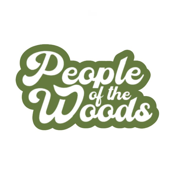 People of the Woods Logo Green & White Sticker for wholesale by People of the Woods