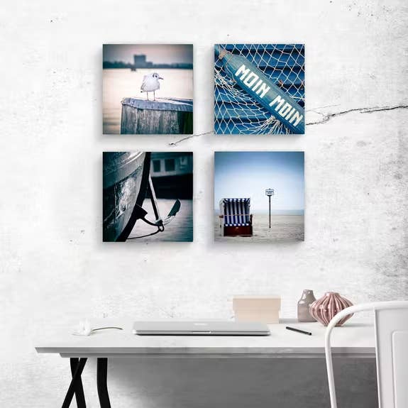 photo square 10x10cm - Maritime on wood for wholesale by Kila-Photography - Deine Stadt auf Holz