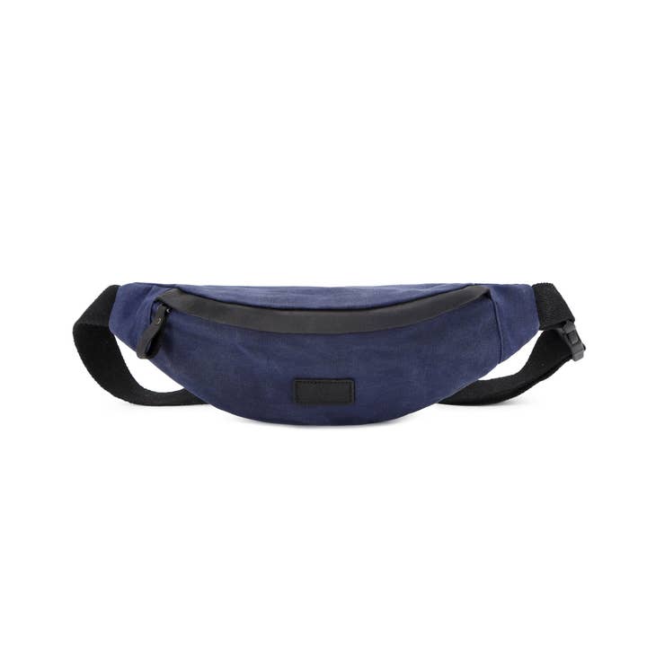 FLO - Fanny pack i ægte læder og belagt lærred - Blå for engroshandel hos apocope.paris