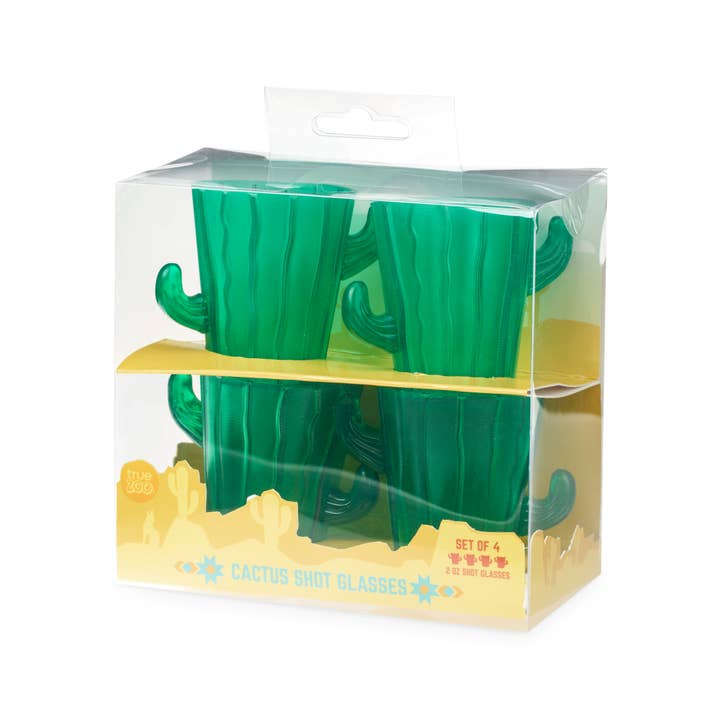 TRUE - Wholesale Shot Glass - TrueZoo Green Plastic Cactus Shot Glasses - 2 oz - Set of 4