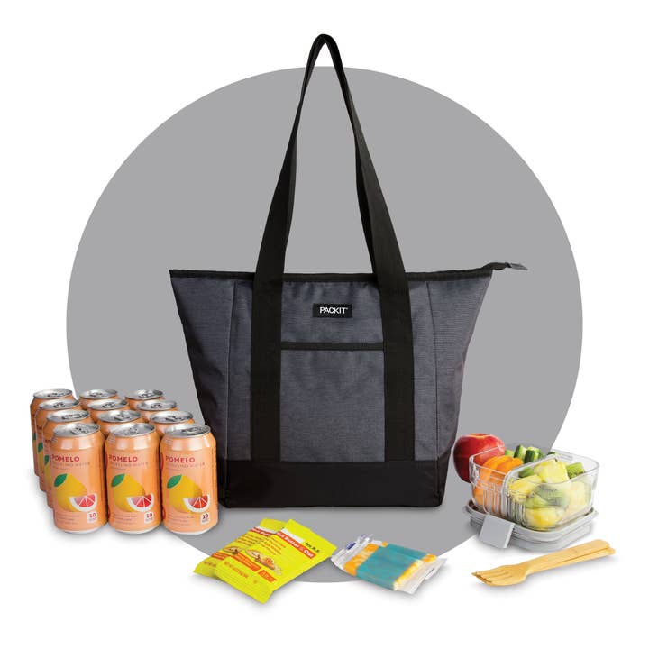 PackIt® Freezable 12-Can Tote Cooler, City Charcoal for wholesale by PackIt