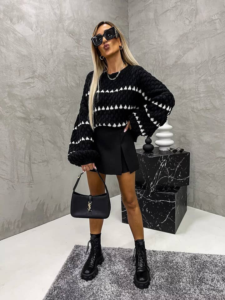 Hope & Sunshine - Wholesale Knit Sweater - Women's - Knit Striped Sweater8