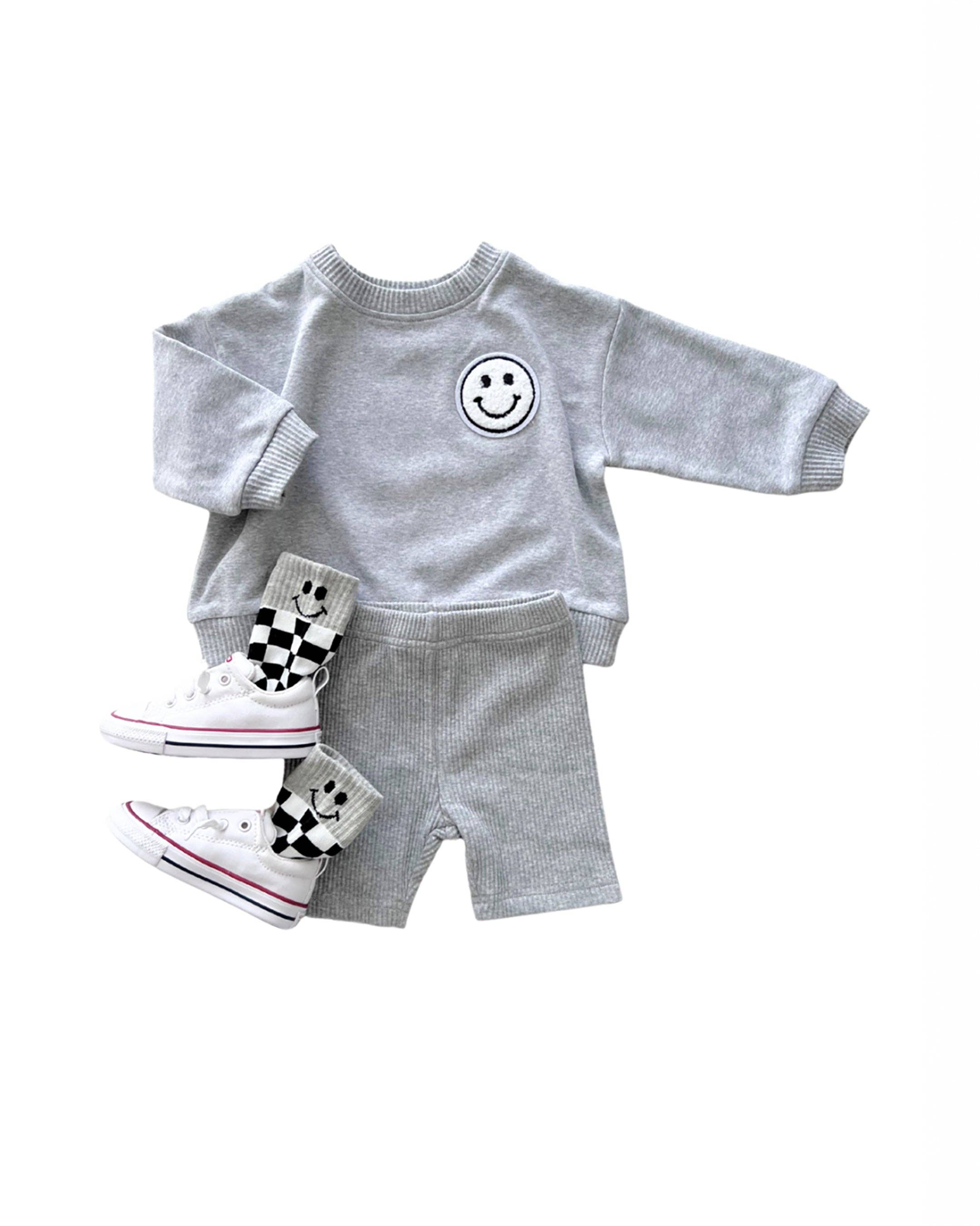 Lucky Panda Kids - Vente Ensemble haut et short – enfant - Ensemble de shorts de motard pour bébés et enfants | Gris5