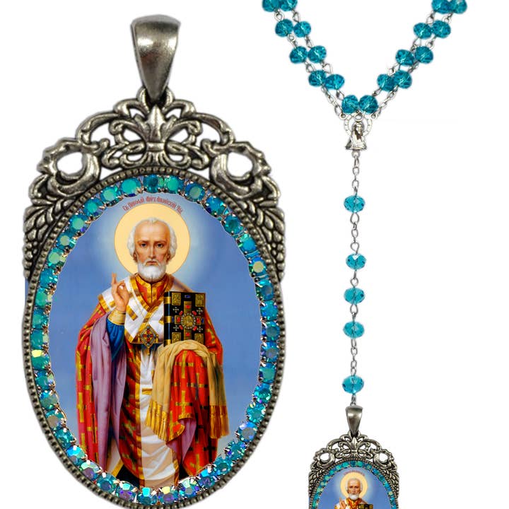 MariaSantissimaShop – Engroshandel Bedehalskæde – Rosenkrans med Sankt Nicholas2