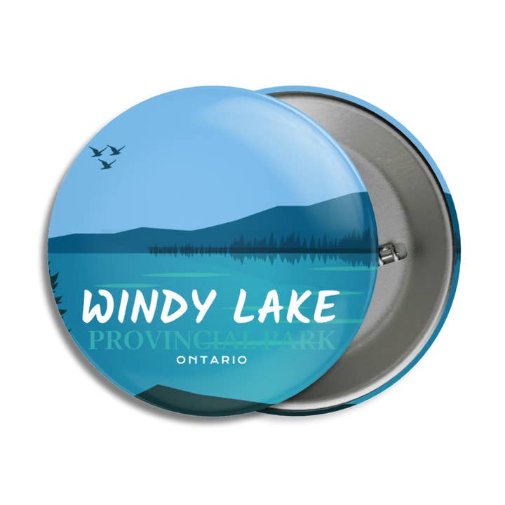 Windy Lake Provincial Park of Ontario Pinback Button for wholesale by Canada Untamed