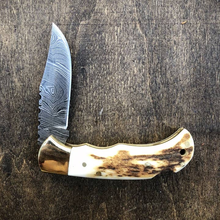 Vintage Gentlemen - Wholesale Pocket Knife/Holder - Deer Antler Pocket Knife- VG 33