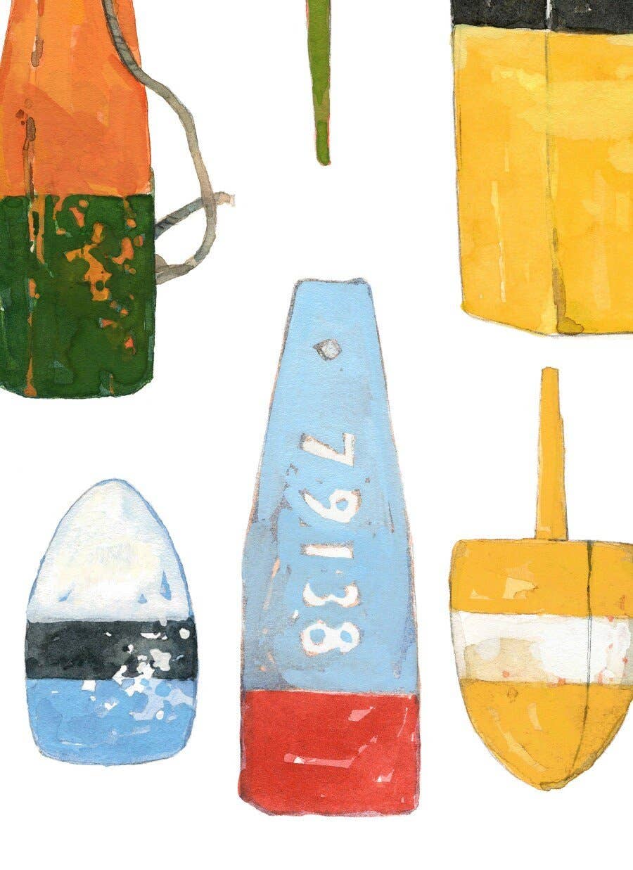 Studio Tuesday – wholesale Konsttryck – Hummer Bojar akvarellmålning, Färgglada Nautisk Tryck5