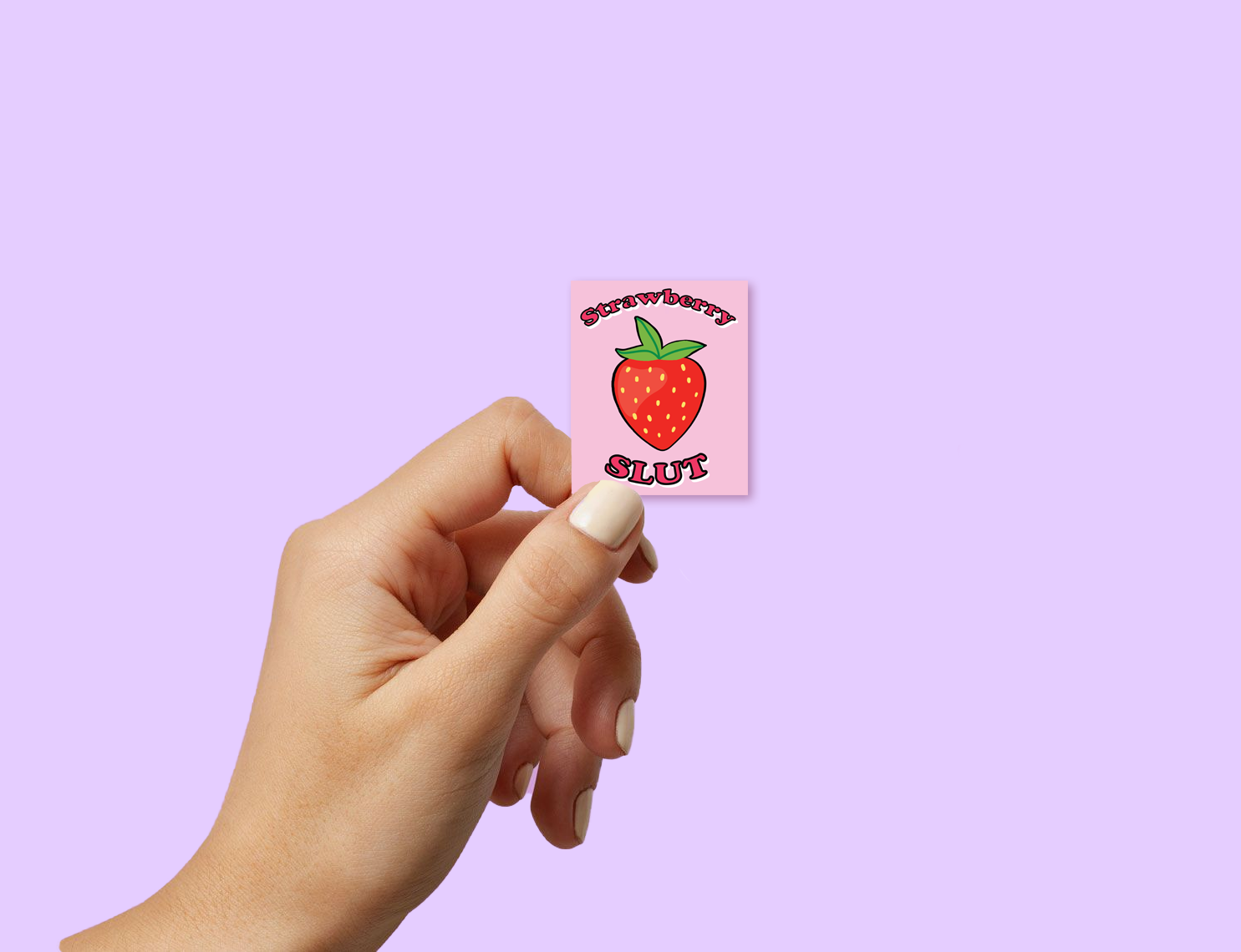 SMOOCH – wholesale Sticker – Strawberry Slut Fruit Funny Pink Holographic Sticker0