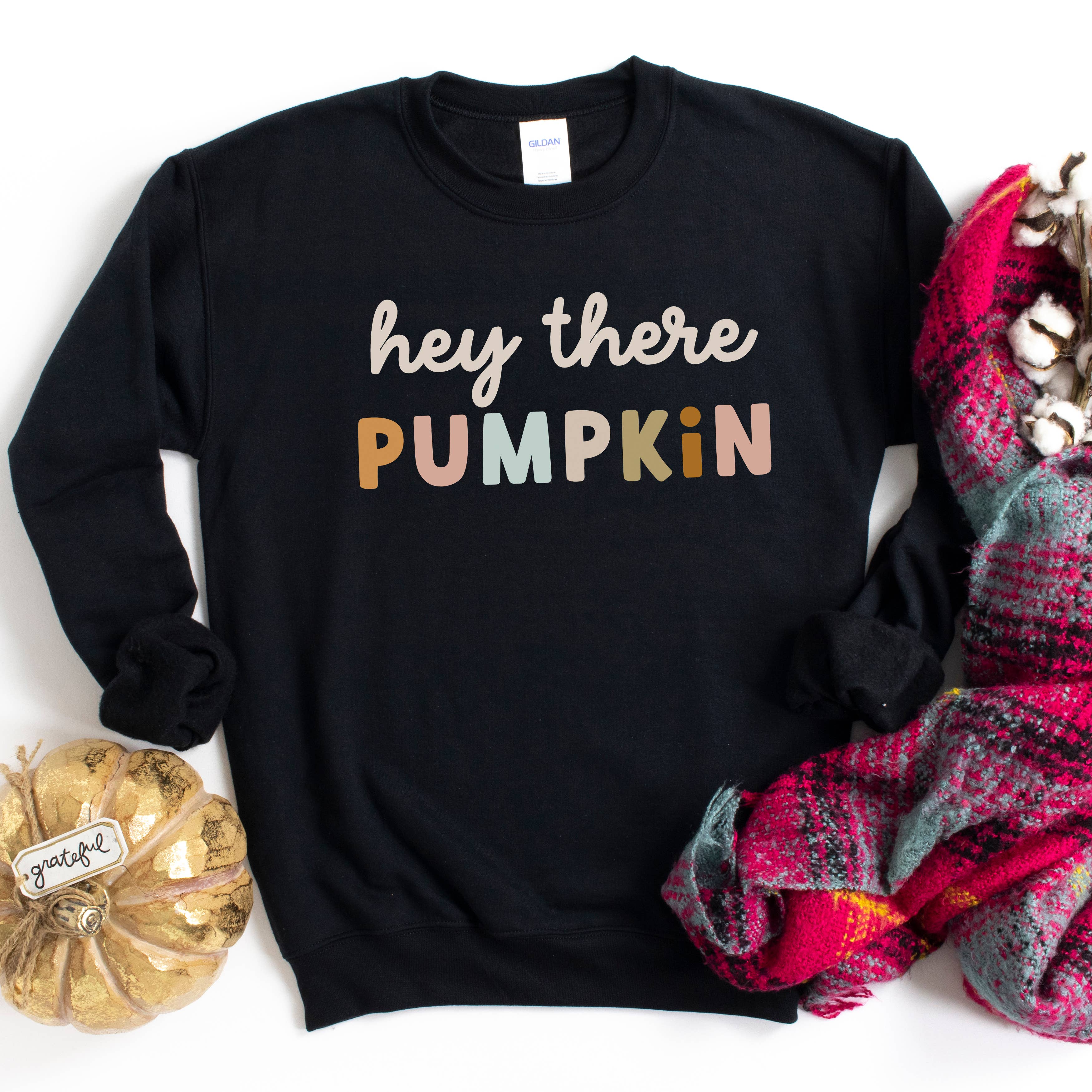 Olive And Ivory Wholesale - Wholesale Graphic Sweatshirt - Women's - Hey There Pumpkin Colorful | Sweatshirt | Fall1