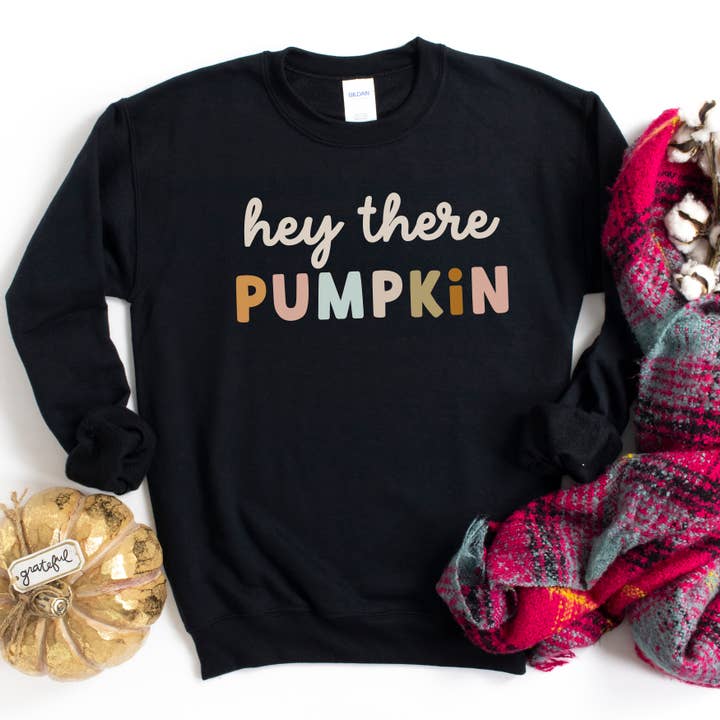 Olive And Ivory Wholesale - Wholesale Graphic Sweatshirt - Women's - Hey There Pumpkin Colorful | Sweatshirt | Fall1