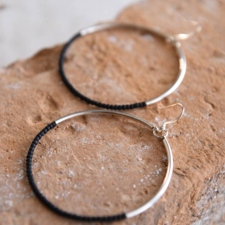 Sterling Silver and Seed Bead Hoop Earrings for wholesale by Cecelia Designs Jewelry