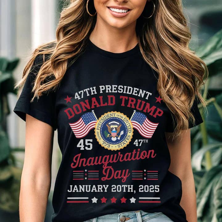 NVC Ecommerce LLC – wholesale T-shirt med logga - Dam – Donald Trump 47:e presidentens installation 2025 tröja, skjorta1