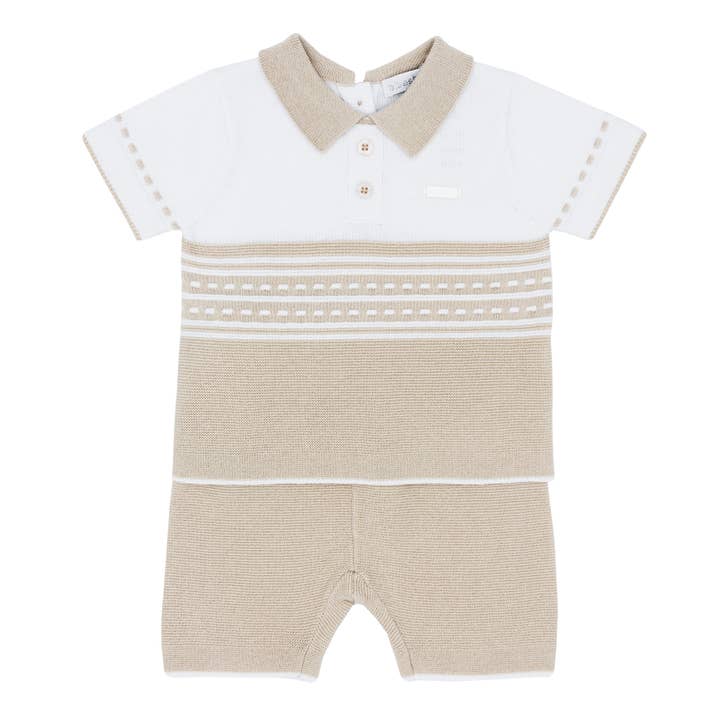 Ensemble polo et short en maille beige pour garçon (3) pour la vente par Blues Baby