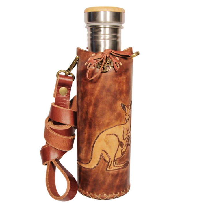 Brown - Kangaroo - Deluxe Water Bottle Holder for wholesale by Vesica