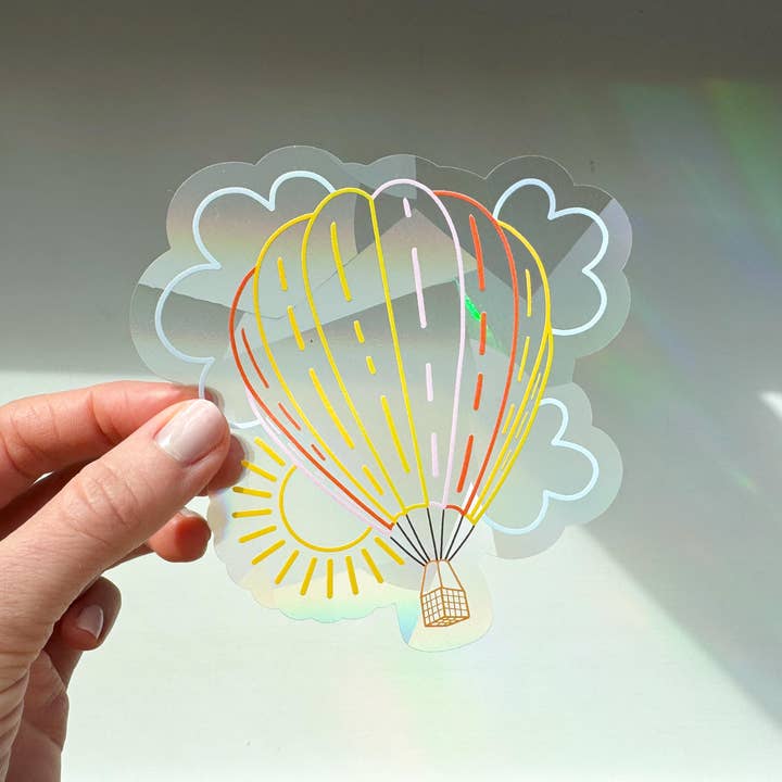 Ten By Ten - Wholesale Suncatcher - Hot Air Balloon Suncatcher Sticker Rainbow Window Decal6