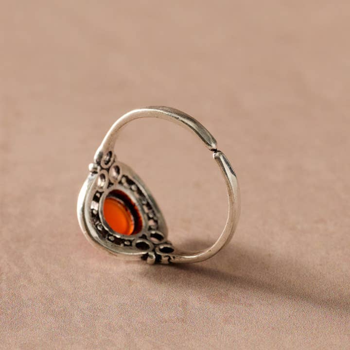 Ten Thousand Villages - Wholesale Cocktail/Statement Ring - Ghera Adjustable Silvertone Onyx Stone Ring3
