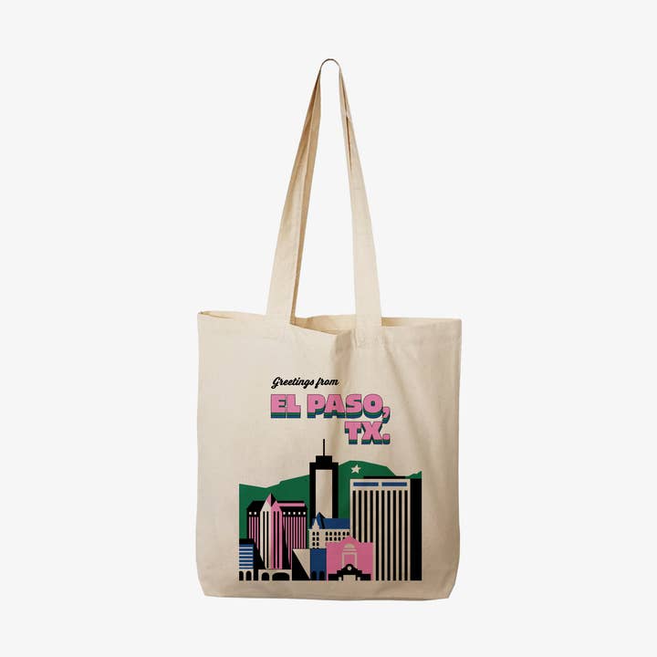 Natural Cotton Tote Bag El Paso Design for wholesale by Cuatro