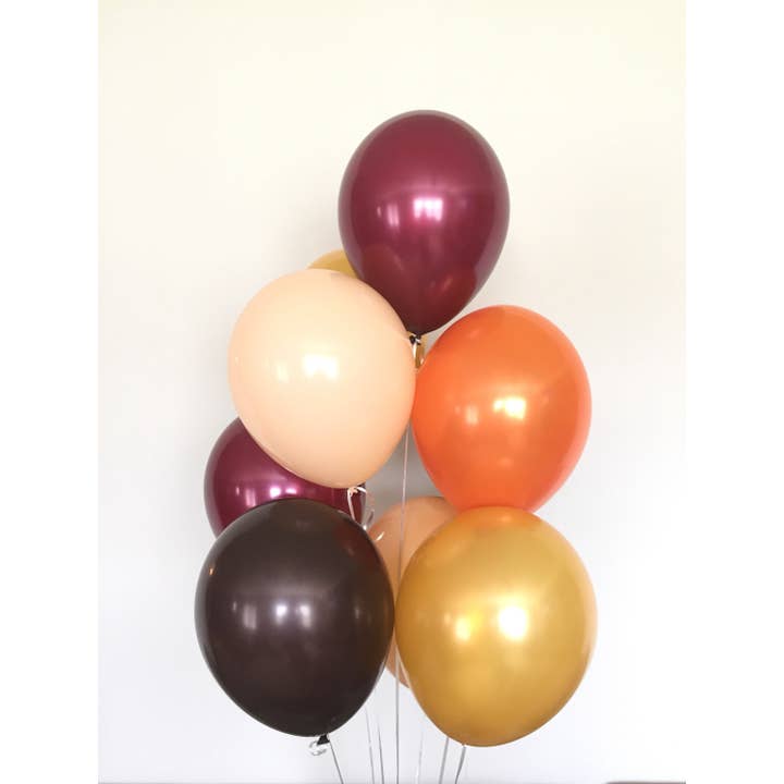 Hullaballoons - Wholesale Balloon - Fall Blush and Burgundy Balloons | Set of 10 Latex Balloons