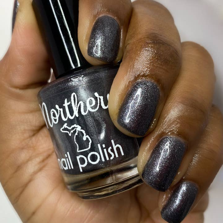 Northern Nail Polish - Wholesale Nail Polish - Marquette ~ Nail Polish Dark Gray Shimmer Toxin-Free Vegan Eco5