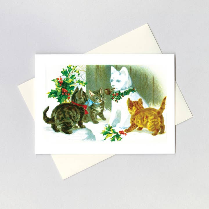 Laughing Elephant – wholesale Christmas card – Cats with a Snowcat - Christmas Card