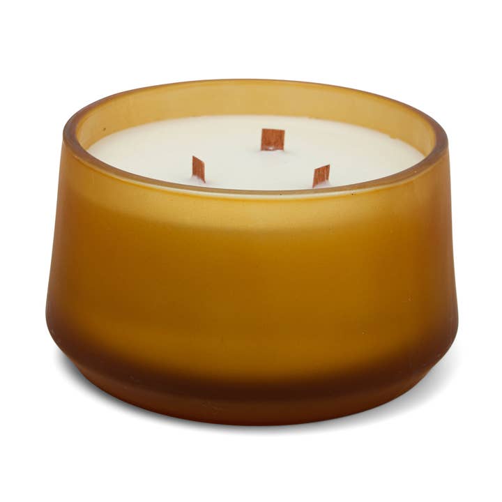 18 Oz 3 Wick Frosted Soft Amber Glass: Hemp + Suede for wholesale by Foundry Candle Co