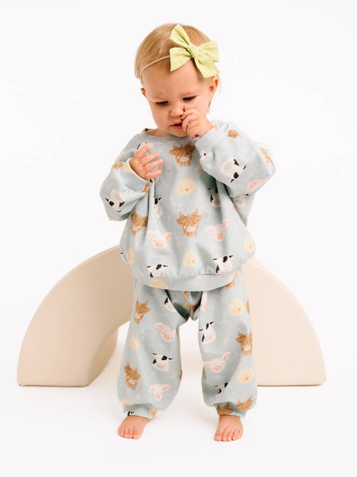 Little One Shop - Wholesale Top & Pant Set - Baby - Happy Farm Sweatsuit6