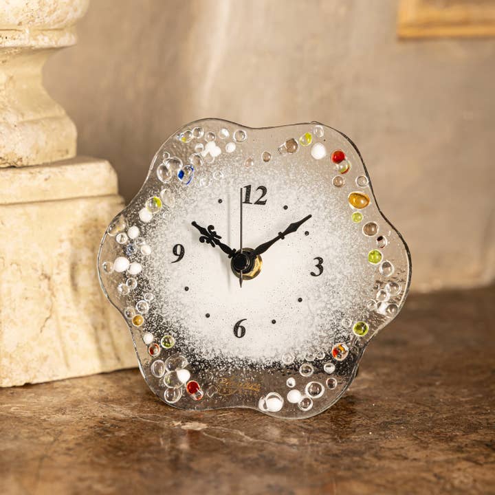 ALBATROS S.R.L. – wholesale Desk clock – Murano Glass Shaped Table Clock, gift idea favor, VENETIAN DROPS decoration10