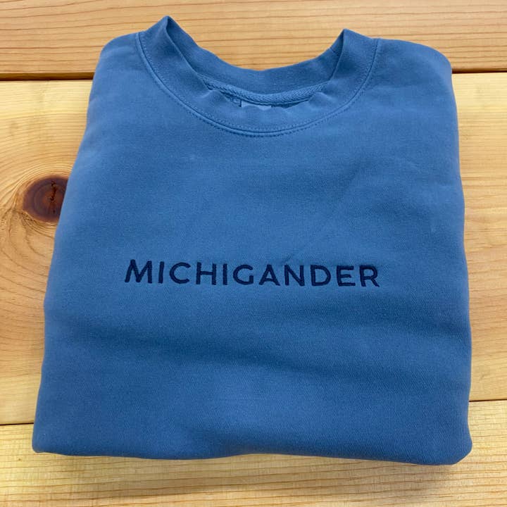 Jupmode - Wholesale Sweatshirt - Unisex - Michigander Embroidered Sweatshirt (Pigment Slate Blue)