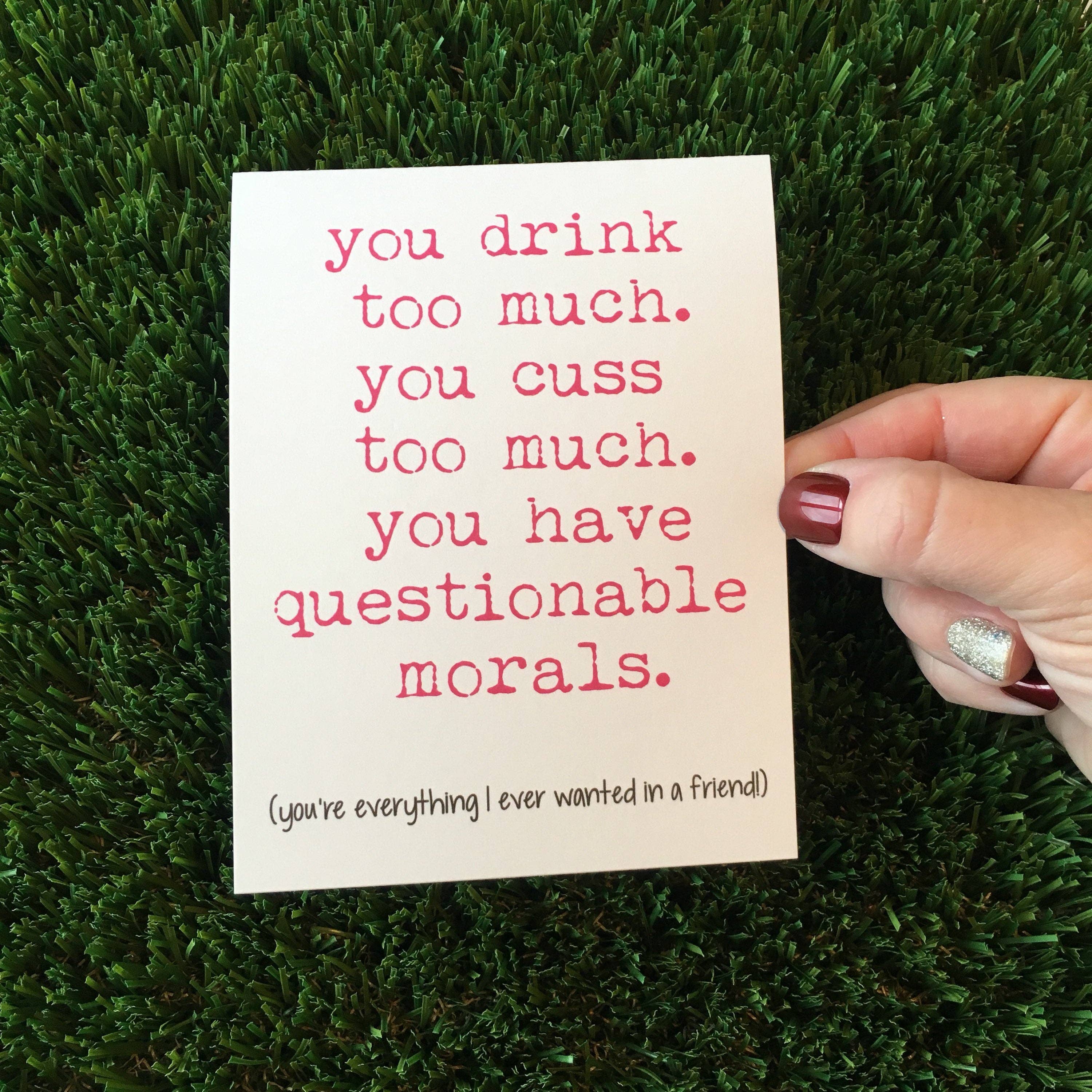 Personal Paper Hugs - Venta al por mayor Tarjetas de amistad - Tarjeta de felicitación divertida para amigos de bebidas sarcásticas para mejor amigo1