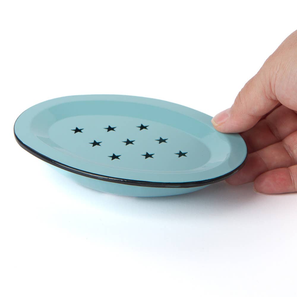 Factory Direct Craft – wholesale Bath soap dish – Metal Enamelware Soap Dish with Black Rim - Select Color 3