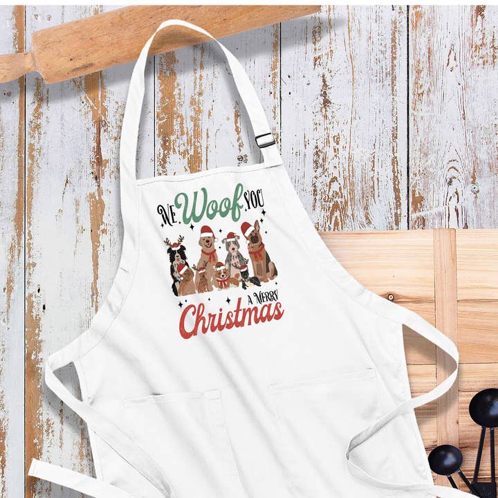 We Wroof You Merry Christmas Dogs Apron for wholesale by Avery Lane Gifts