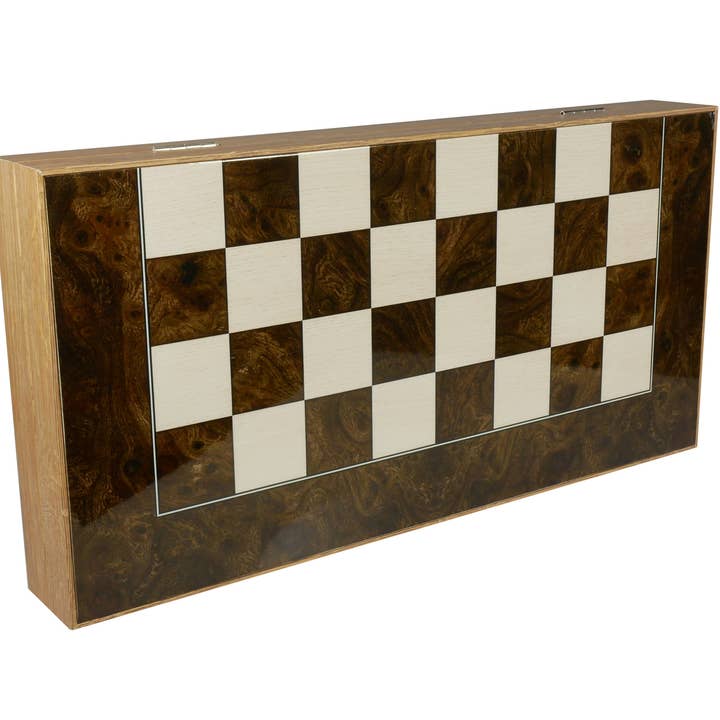 WorldWise Imports – wholesale Brädspel – Backgammon- Burlwood Decoupage hopfällbar Set