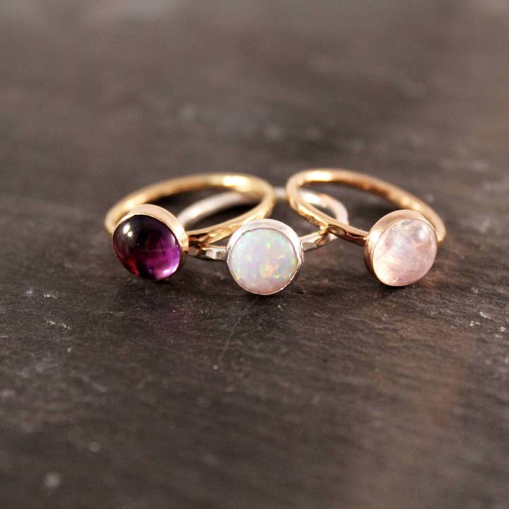 Simply Chic Jewelry – Großhandel Einzelstein-/Solitär-Ring – 8 mm Opal-Edelstein-Ring5