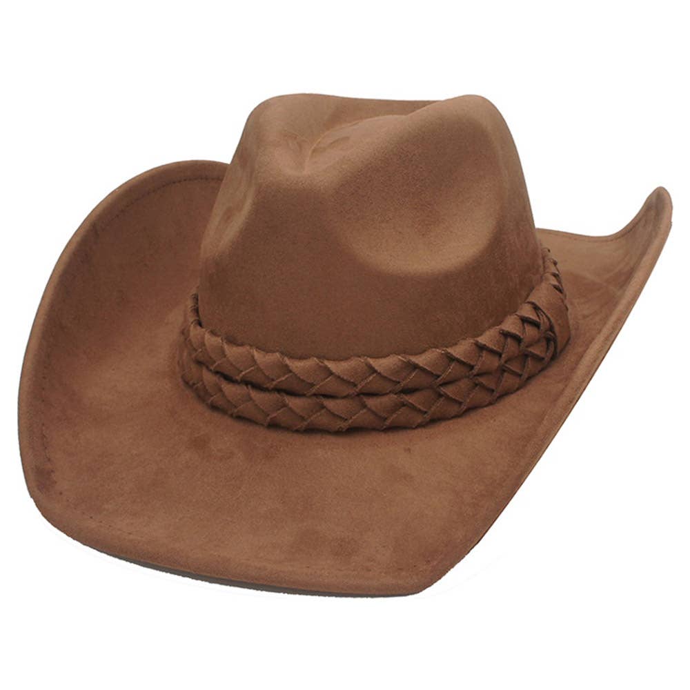 JOIA ACCESSORIES - Wholesale Cowboy Hat - Women's - DOUBLE STACK BRAID BANDED PINCH FRONT COWBOY HAT, IHT 725700