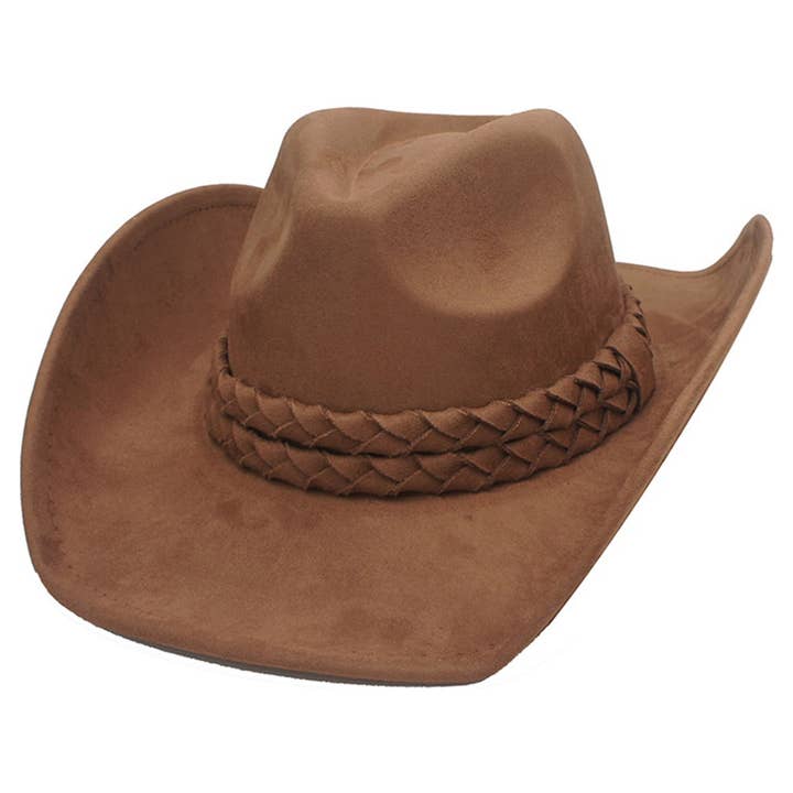 JOIA ACCESSORIES - Wholesale Cowboy Hat - Women's - DOUBLE STACK BRAID BANDED PINCH FRONT COWBOY HAT, IHT 72570