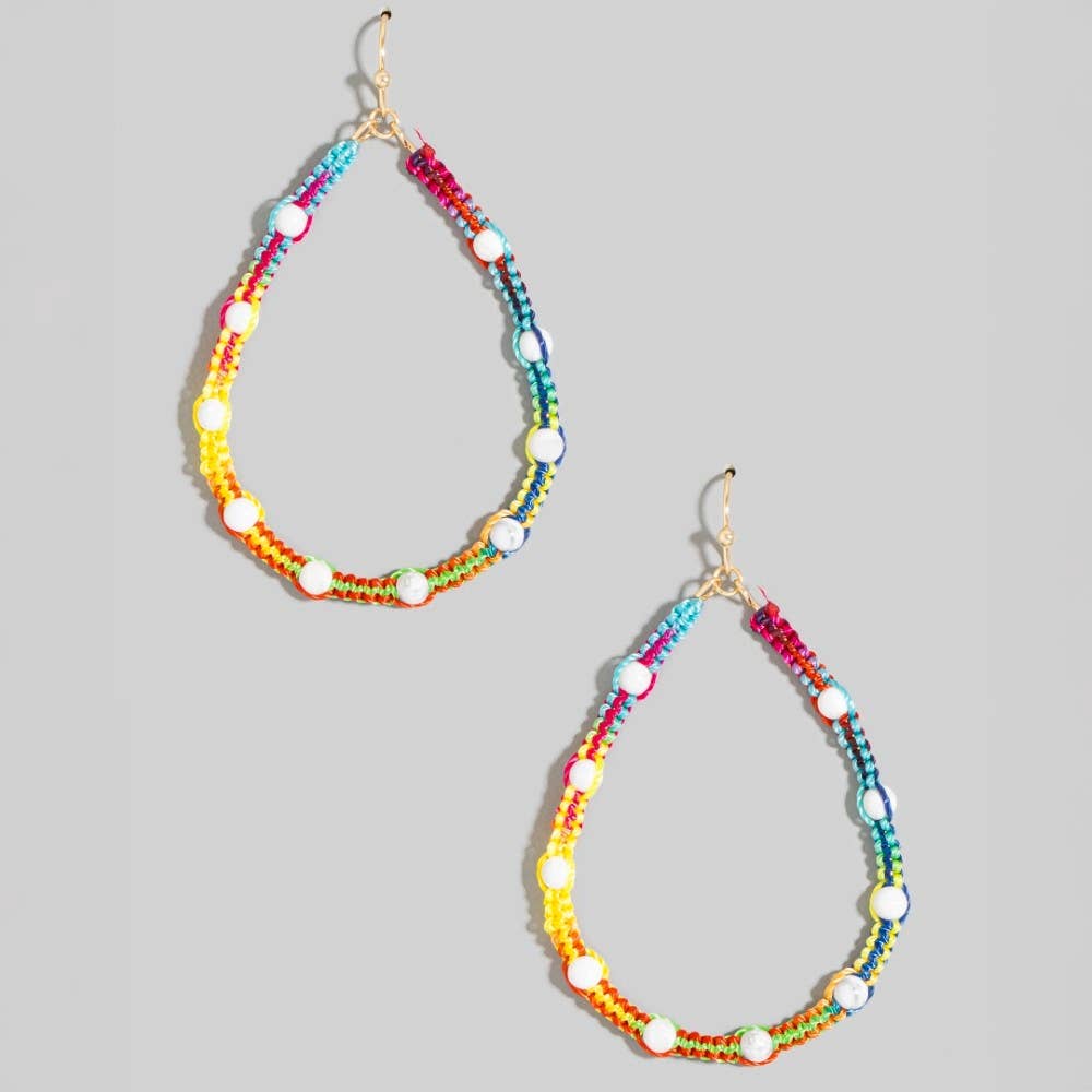 The Looks by Fame Accessories - Wholesale Hangende/ronde oorbellen - Steen Station Kralen Geregen Druppelvormige Oorbellen1