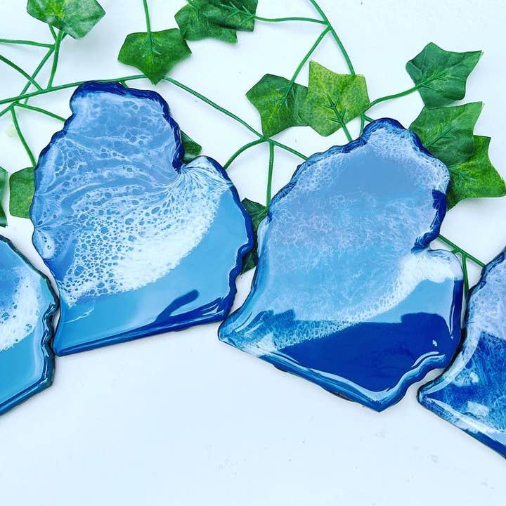 Resin Vibes by MB - Wholesale Coasters - Michigan Mitten Beach Coaster2