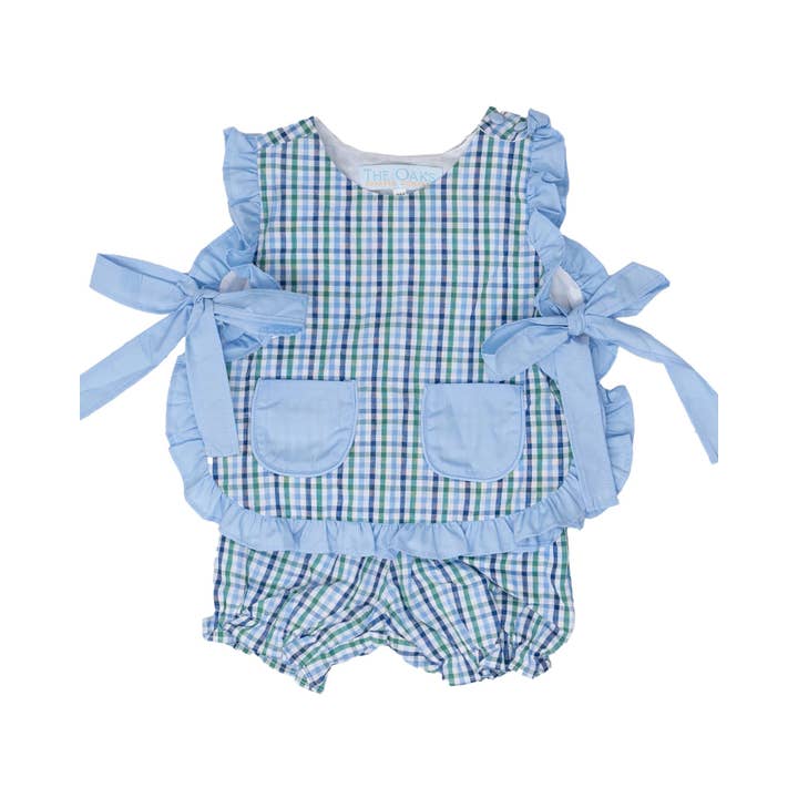 Lily Green & Blue Check Bloomer Set for wholesale by The Oaks Apparel Company