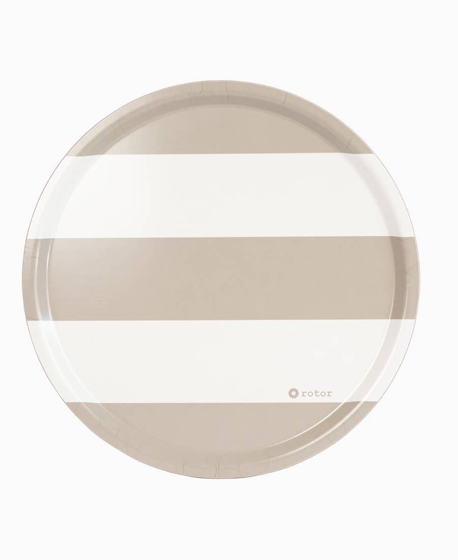 Rotordesign AB - Vendita all'ingrosso Vassoi da portata - Vassoio rotondo « Stripes » bianco/beige2
