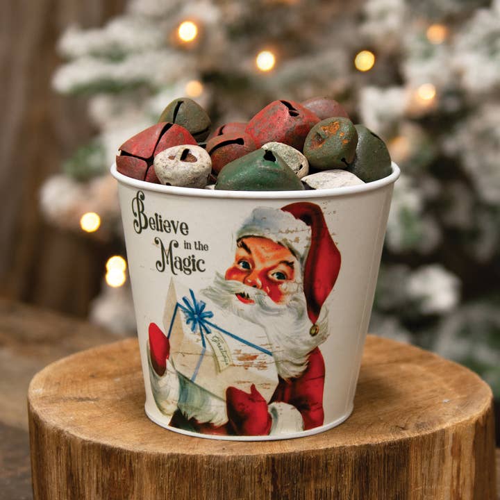 The Hearthside Collection - Wholesale Christmas Decoration - Believe in the Magic Santa White Metal Bucket1