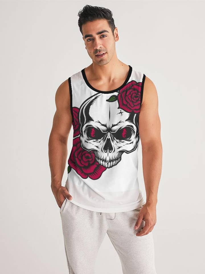 Dwayne Elliott Collection Skull Rose Herren Sport Tank für den Großhandel von Dwayne Elliott Collection