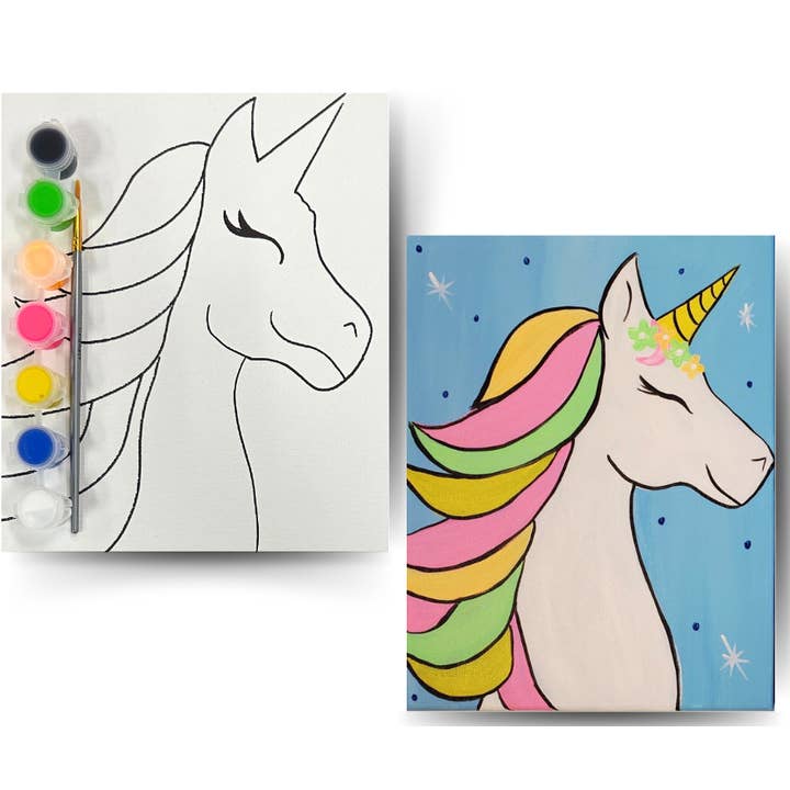 Unicorn - DIY Canvas Paint Kit - Includes Paint & Brush for wholesale by Painted Grape