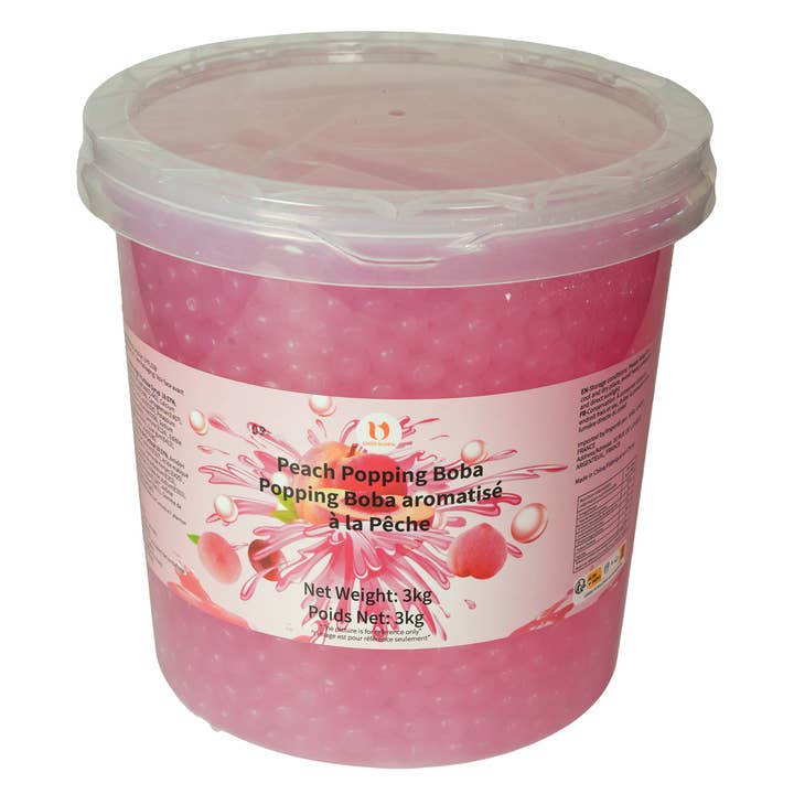 Popping Boba Pêssego 3 kg (50 doses) Bubble Tea por atacado de UHOO FRANCE