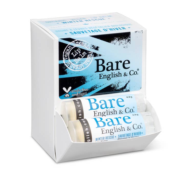 Winter Rescue Vegan Lip Balm for wholesale by Bare English & Co.