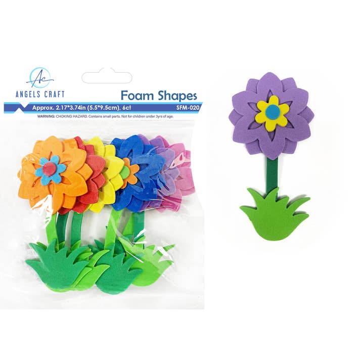 Craft Foam Shape, Flowers, 3.54", 6-ct for wholesale by Angels Craft