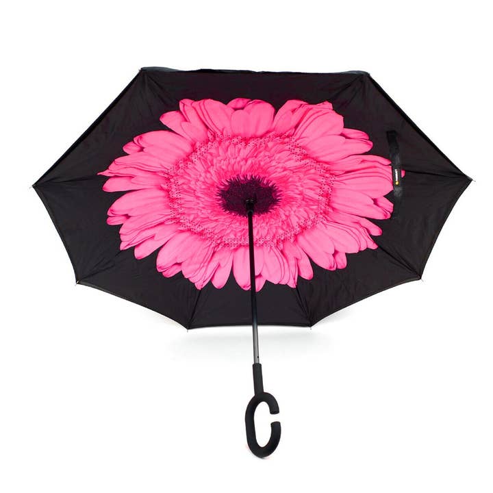 Pink Flower Double Layer Inverted Umbrella for wholesale by Selini New York